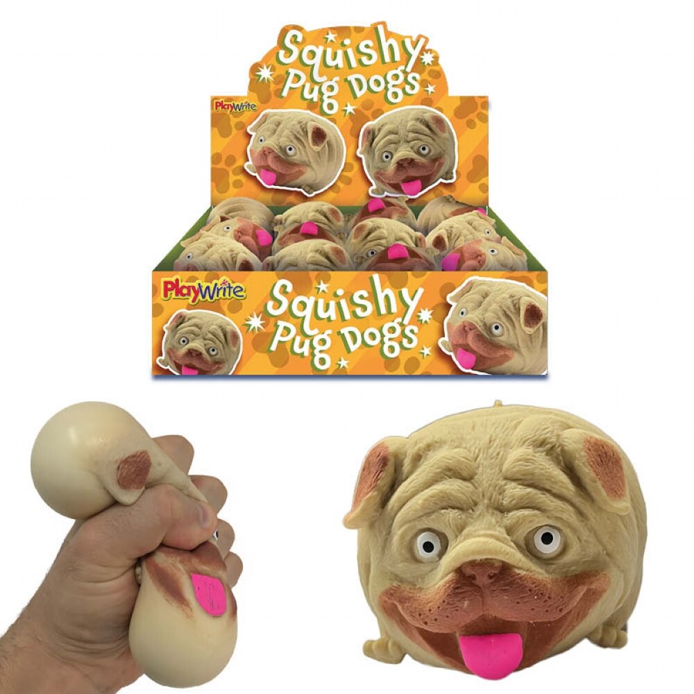 144 x Squishy Pug Dogs 8cm Toys Party Bag Toy Filler Job Lot Bulk