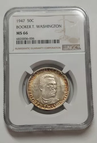 1947 Booker T. Washington Memorial Half Dollar NGC MS-66 (Toned) Commerative 