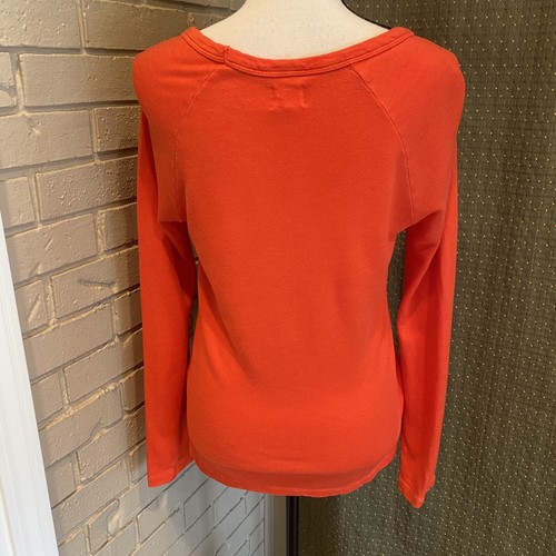 Sundry Women Top 2 Medium Orange Summer of Love Graphic Long Sleeve Made in USA - Afbeelding 3 van 7