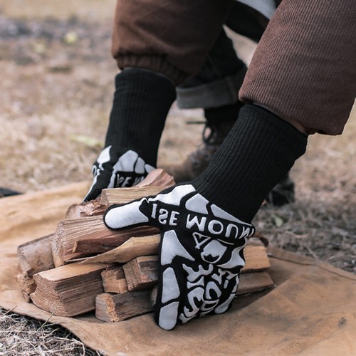 Hitzebeständige Handschuhe Arbeit Mann Camping-Grillhandschuhe Wärme-isolierte - Bild 9 von 12