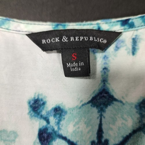 Rock & Republic Camicia Senza Maniche Blu Tinta Unita Donna Taglia Piccola - Picture 7 of 8
