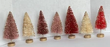 Creative Co-Op Boxed Set 7 Bottle Brush Trees Mauves & Cream w/Glitter 4"-5"H