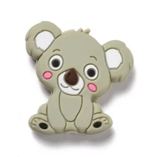 10x Silicone Gray Koala Focal Beads Chewing Beads for DIY Baby's Toys Crafts