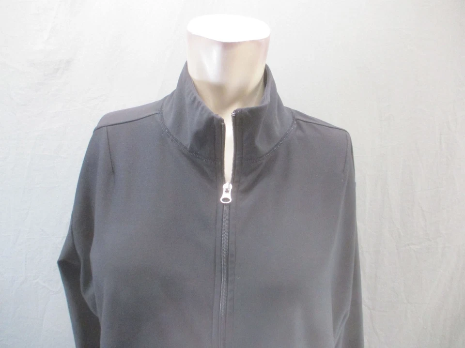Chaqueta deportiva delgada para correr cuello alto bolsillo cremallera completa negra talla XL talla XL para mujer 507 Foto 2 de 4