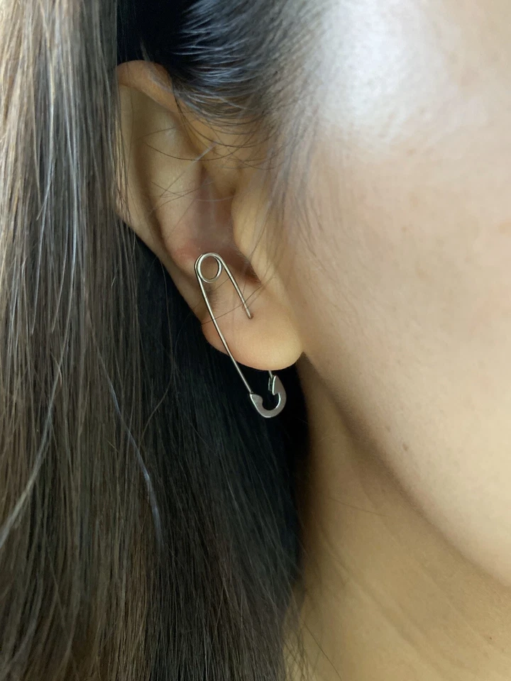 Pendientes minimalistas unisex de acero inoxidable de 3,7 cm regalo para ella él Foto 2 de 3