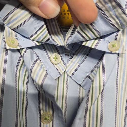 Robert Talbott Carmel Shirt Mens Sz XL Blue White Green Striped Cotton Button Up - Picture 16 of 19
