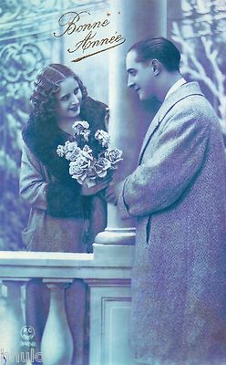 BK751 Carte postale Photo vintage card RPPC couple fantaisie amour