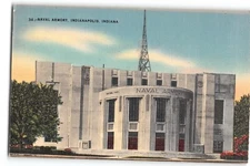 Postcard Naval Armory Indianapolis IN Art Deco Architecture Military