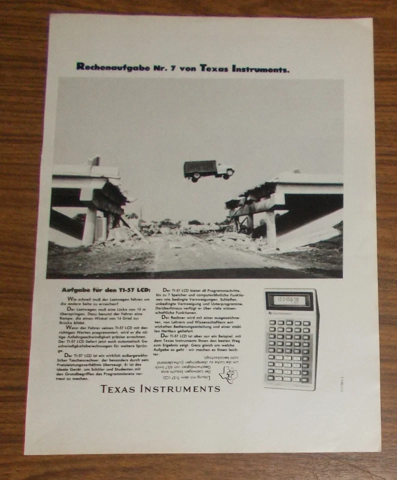 Seltene Werbung TEXAS INSTRUMENTS TI-57 LCD Taschenrechner 1982 - Bild 1 von 1