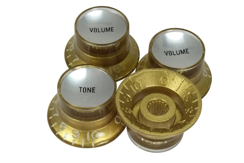 Bell Hat Knobs Gold w/Silver Reflector for Import guitars 4pk