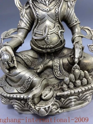8.4"Tibetan Buddhism temple Tibetan silver Yellow Jambhala statue - Picture 4 of 9