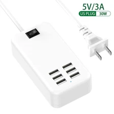Multi 6 Port USB Hub Wall Charger Station Fast Charging AC Power Adapter Desktop