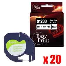 20PK 91200 Label Compatible Dymo 91330 Tape Paper 12mm x 4m LETRATAG LT-110T XM