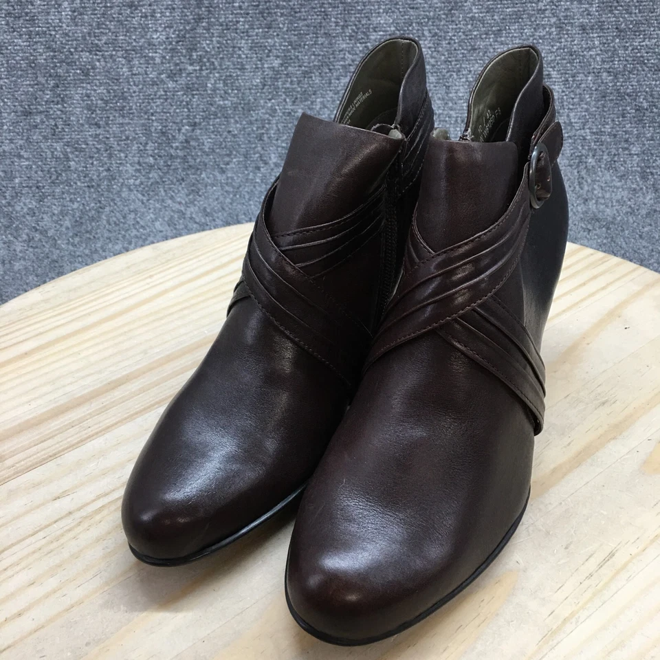 Born Crown Boots Womens 10 Casual Zip Ankle Bootie W61250 Brown Leather Heels - Image 4 of 4