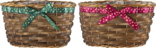 Single Willow Basket with Star Ribbon 23cm - One Selected at Random - Picture 1 of 1