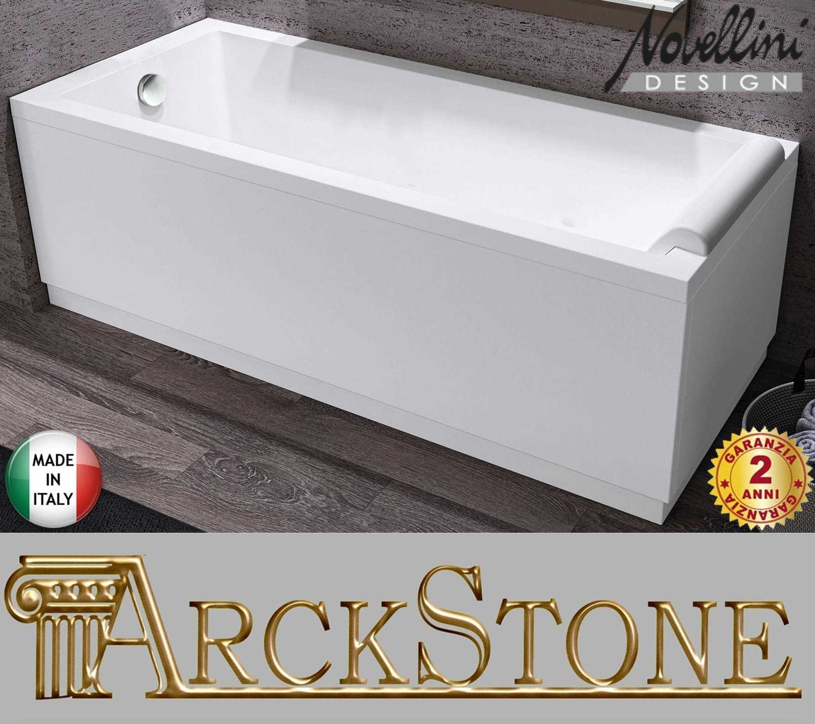 Vasca Arredo Bagno Rettangolare Bianca Standard Novellini Calos 2.0 180x80 H58cm