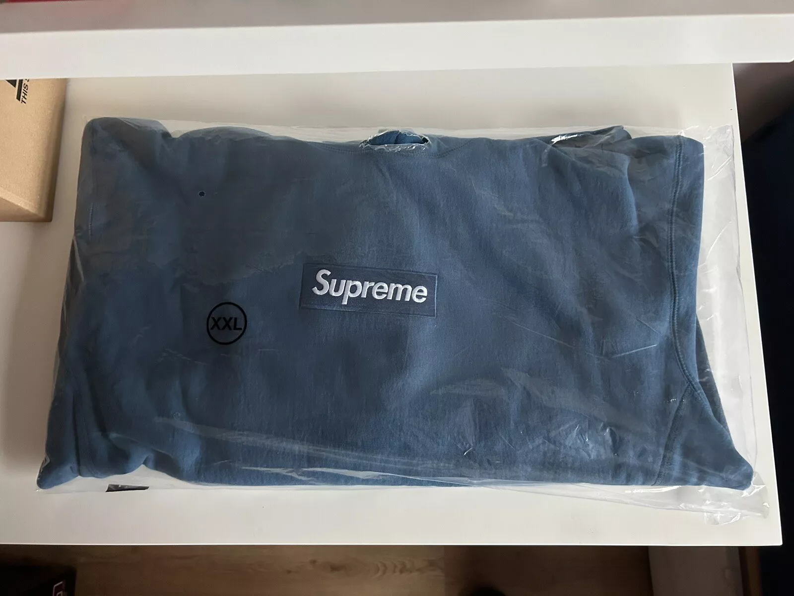 Sweat shirt à capuche logo Supreme Box   Bleu   Taille XXL   Tout neuf   FW23