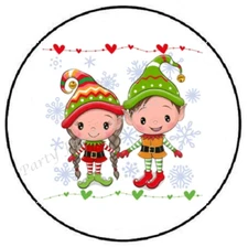 ADORABLE CHRISTMAS ELVES ENVELOPE SEALS LABELS STICKERS PARTY FAVORS