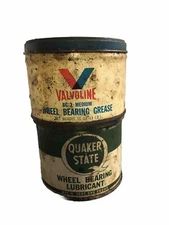 Vintage Valvoline Wheel Bearing Grease & Quaker State Lube 16 Oz Cans 1/2 Full