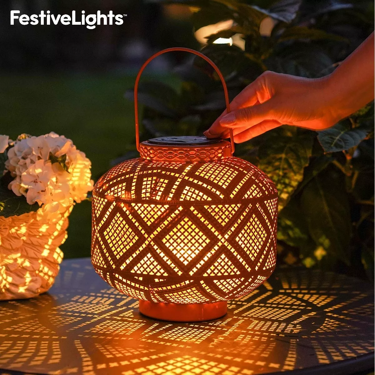 Outdoor solar outlet moroccan lanterns