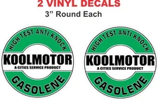 2 Round Cities Service Koolmotor Gasolene Vinyl Decals