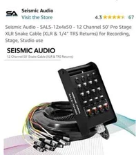Seismic Audio SAJT-12x4x50 50ft. XLR Snake Cable with TRS Return