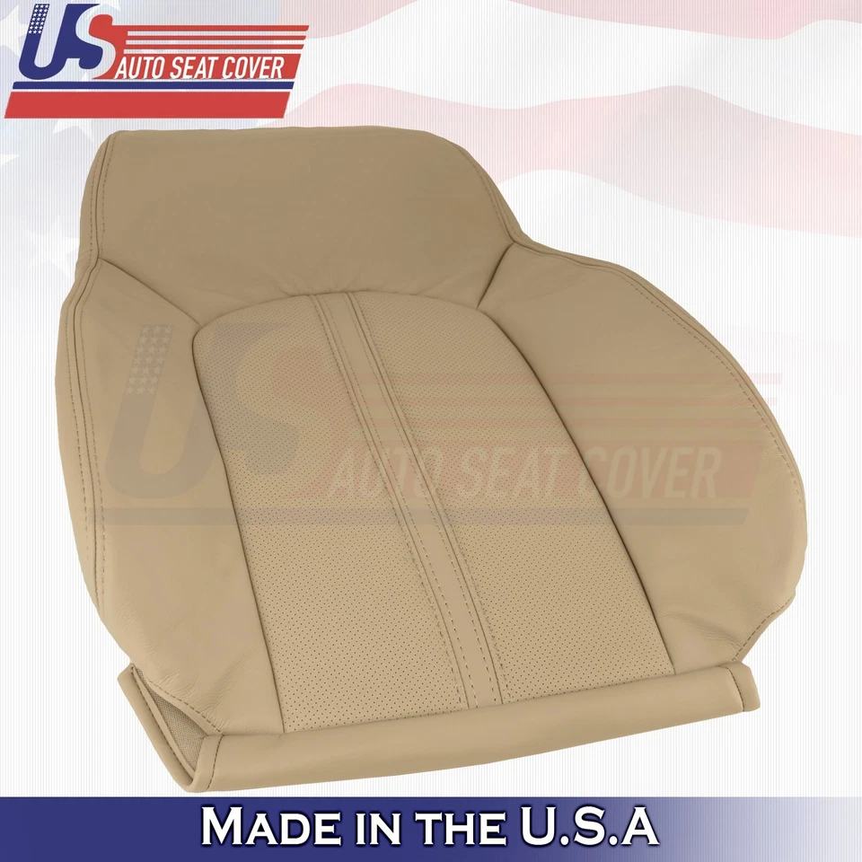 Cubiertas de asiento de cuero tostadas para la parte superior e inferior del conductor delantero para Cadillac CTS 2008 a 2013 Foto 3 de 4