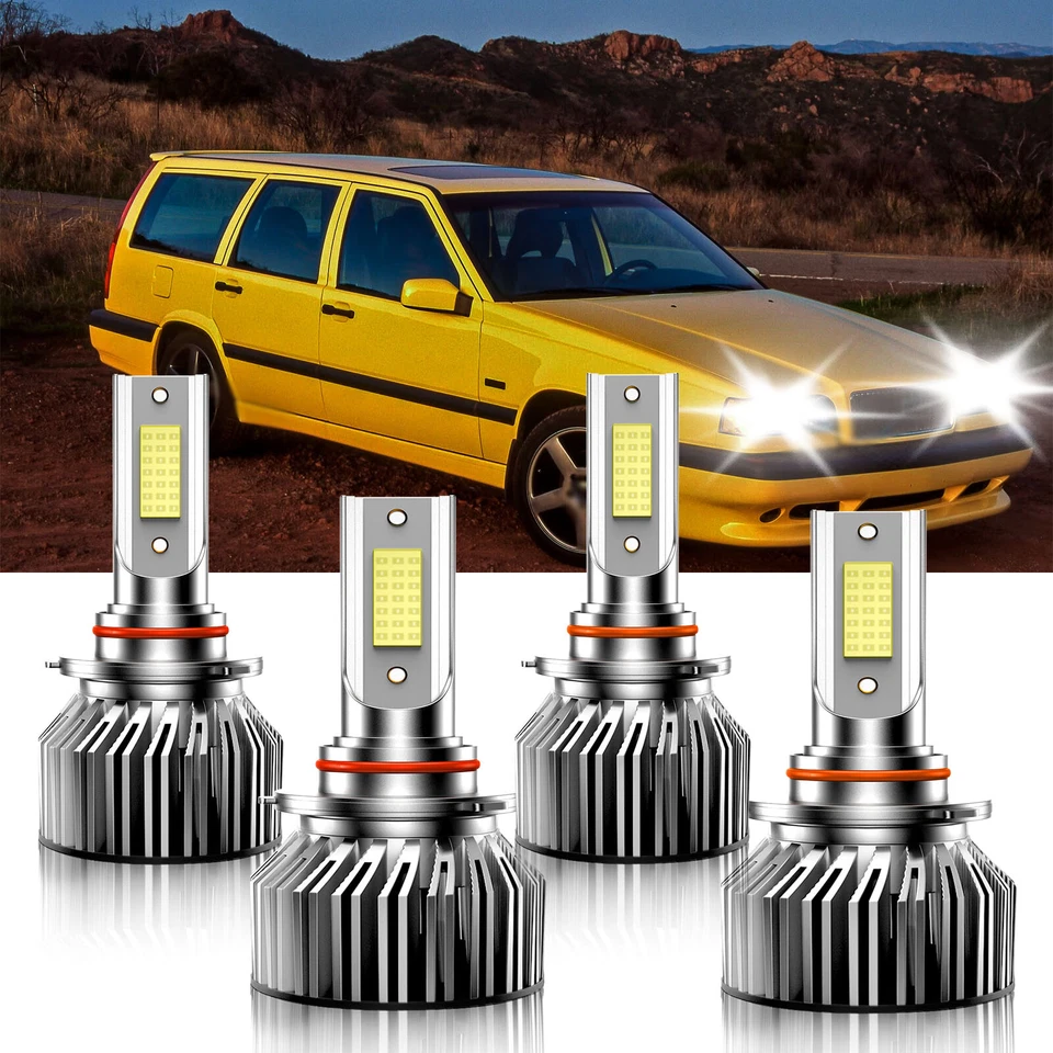 For Volvo 850 1994-1997 LED Headlight Bulbs High Low Beam Kit 9005 9006 White - Изображение 2 из 4