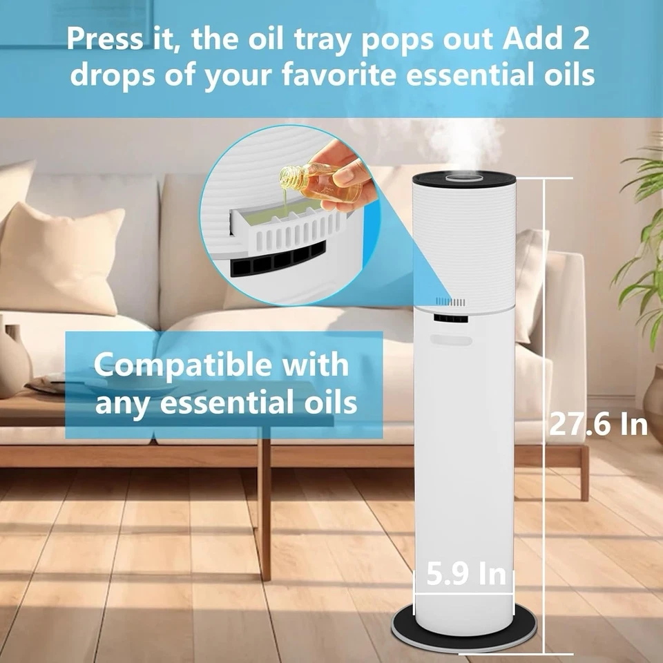 Smart Humidifier 2.1Gal, Wi-Fi App, Quiet, 1800 Sq Ft, 8L Tank, White - Image 4 of 4
