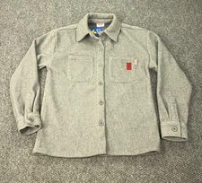 JCPenney Haribo Shirt Jacket Womens Medium Gray Button Up Fleece Gummy Bear Logo