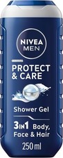 NIVEA MEN Protect & Care Shower Gel (250 ml), Moisturising 3-in-1 Body Wash 6.16 per litre