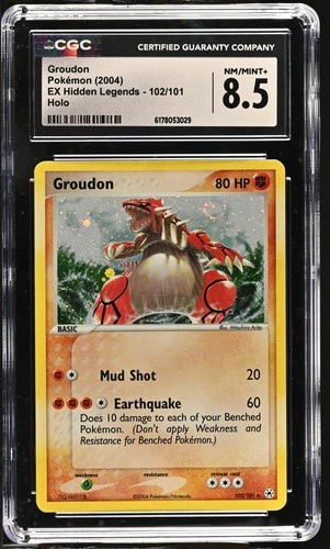 CGC 8.5 Groudon 102/101 EX Hidden Legends Holo Swirl Pokemon Card
