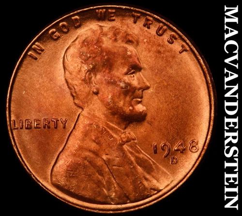 1948-D Lincoln Wheat Cent- Choice Gem Brilliant Uncirculated Luster #J148