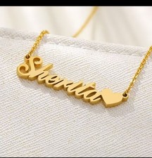 Personalized Custom Name Necklace Women Stainless Steel Heart Pendant Gift