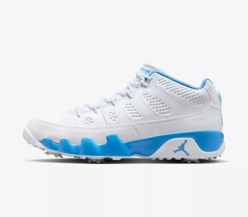 Größe 7 Nike Air Jordan 9 UNC White University Blue Golfschuhe FJ5934-101