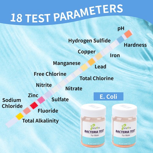 17‑in‑1 Drinking Water Test Kit 100 Strips w Bacteria and Hardness - Picture 3 of 7