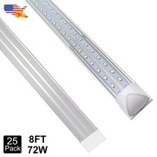 25 Pack 8Ft 72W 6500K Led Shop Lights 9000Lm Dimmable T8 Integrated Basement