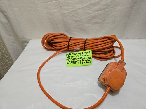 PERMAPLUG   A UK BRAND  SINGLE SOCKET EXTENSION LEAD   APPROX 48  FEET 1.25 MM - Picture 10 of 17