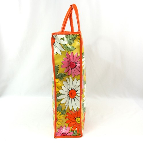 Vintage Vinyl Plastic Daisy Floral Handbag Tote Bag Shopper 1960s MCM - Picture 3 of 10
