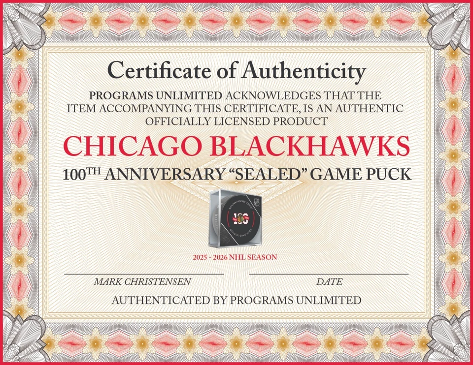 2025 2026 ЧИКАГО BLACKHAWKS 100-ЛЕТИЕ ИГРЫ ШАЙБА КУБИК НАШИВКА В МАГАЗИНЕ!! - Изображение 4 из 4