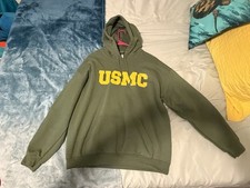 USMC Olive Drab Hoodie Sweatshirt Men  s Size Large