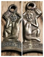 Antique 1920/30s Brass Jack O lantern Necklace With Different Image Either Side