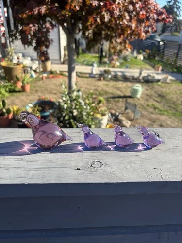 Vintage Murano Glass Mid-Century Birds lot of 4