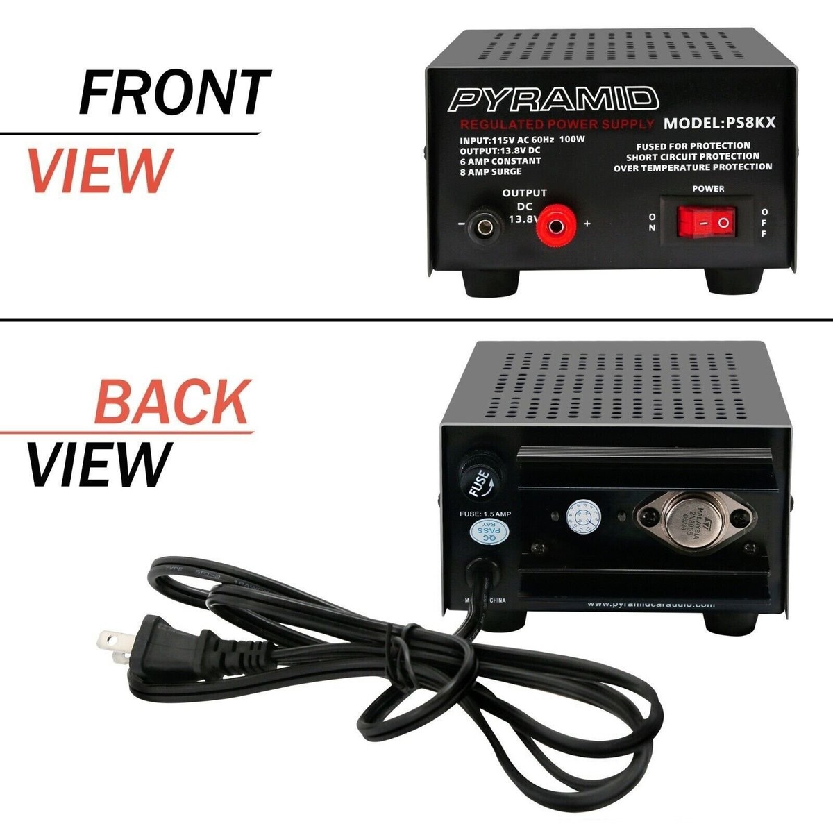 PYRAMID Heavy Duty 8A 12V Linear AC/DC Power Supply PS8KX