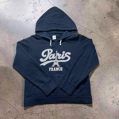 LYDA France Paris Eiffel Tower Hoodie Mens XL Navy Blue Graphic Pullover