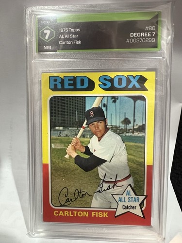 CARLTON FISK BOSTON RED SOX 1975 TOPPS #80 GRAD GRADED 7 HOF BASEBALL KARTE - Bild 1 von 2