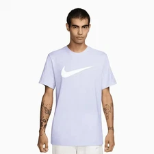 NWT Nike Men's Swoosh Logo T-Shirt Light Sky Blue White DX1983-548 Size L