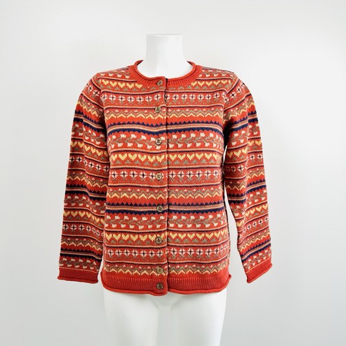 Country Rose Fair Isle Kardigan Rozmiar L Pasuje do UK 16 18 Wiosenna wełna Dzianina Scandi - Zdjęcie 22 z 24
