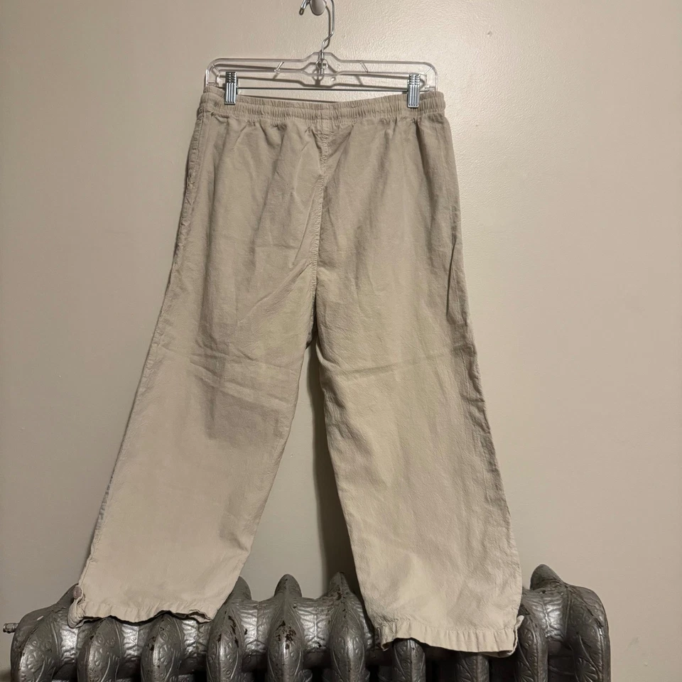 Ragtop США бежевый хлопок укороченные брюки женщин L эластичный шнурок талии повседневный - Изображение 2 из 3