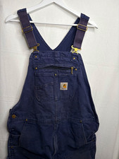 Carhartt Blue Cotton Canvas Bib Overalls Coveralls Workwear R34 size 38x34